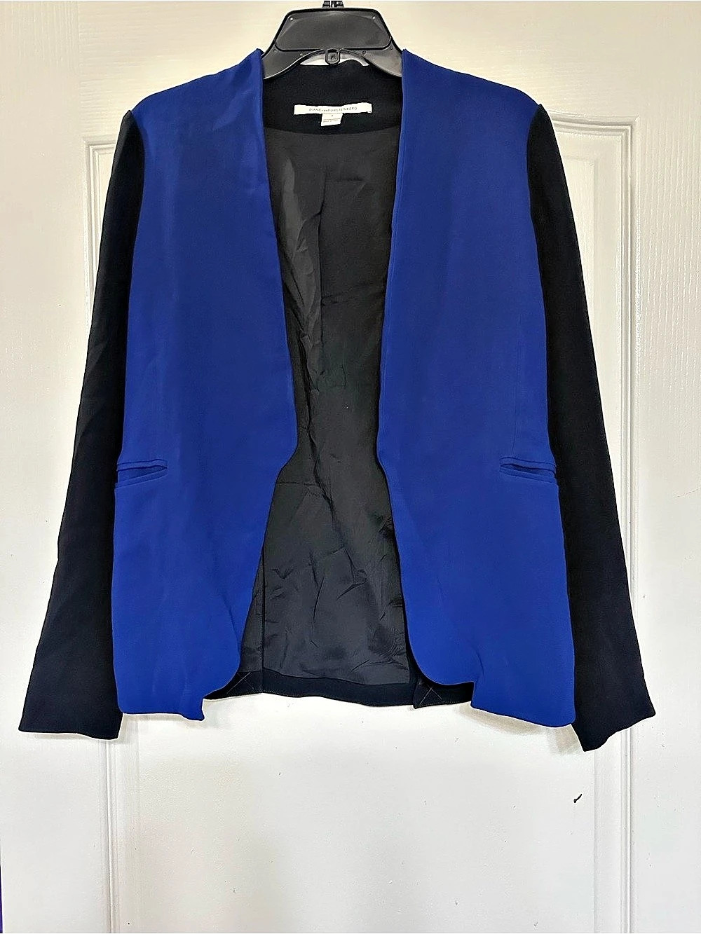 Diane von Furstenberg Color Block Blazer Blue & Black Size 2